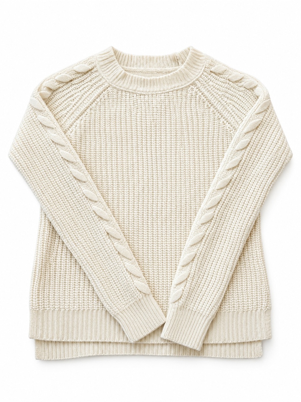 SO Cream Cable-Trim Crewneck Sweater